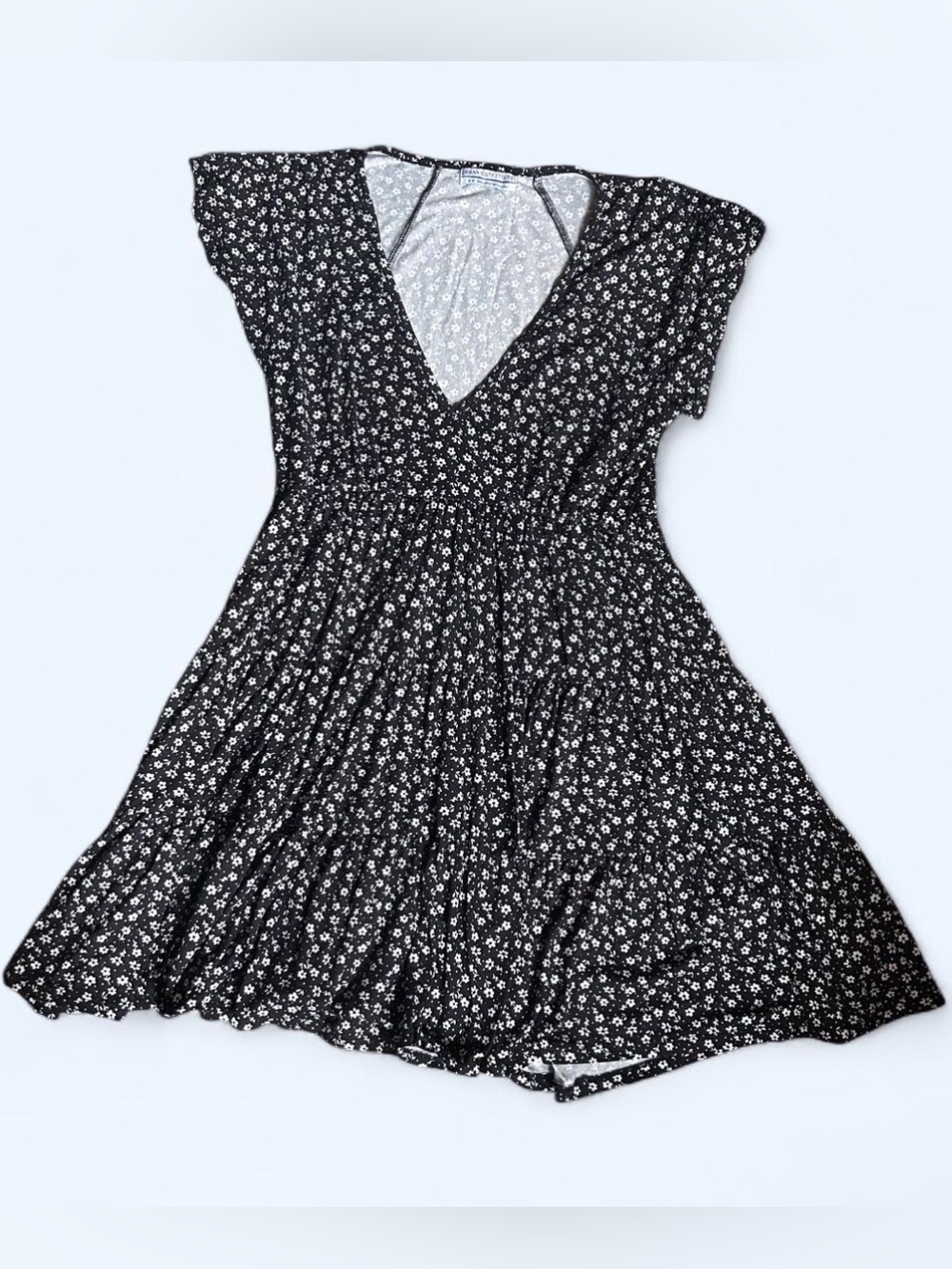 Urban Outfitters Black Mini Dress with White Floral Print